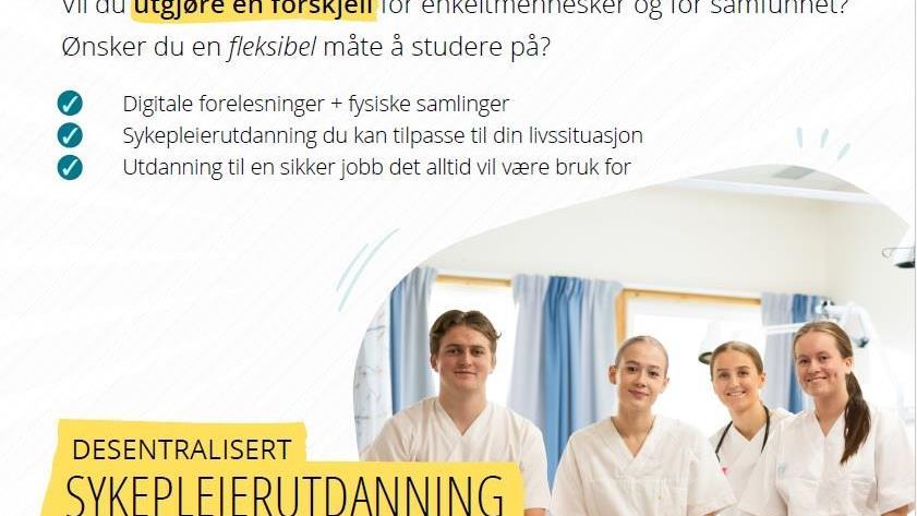 Lenke til artikkel: Digitalt infomøte om desentralisert sjukepleiarutdanning i Orkland